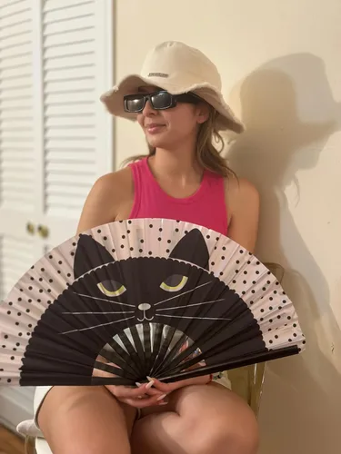 Miniatura 6 de SAKA CRAFTS Ventilador plegable grande para festivales UV, artículos esenciales de equipo o accesorios para rave para mujeres, trajes de hombre