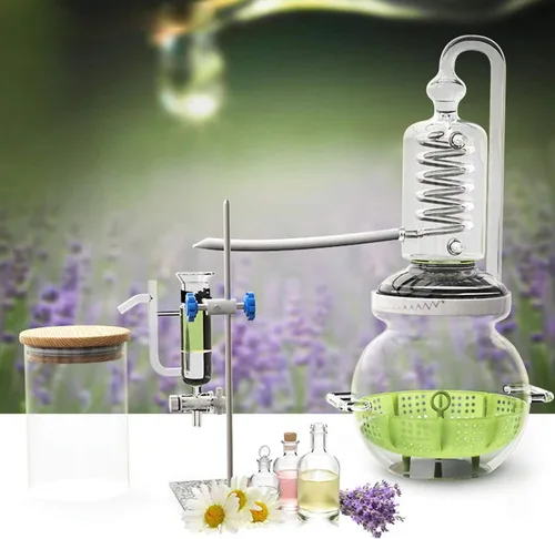 YUEWO Equipo de destilación de aceite esencial de cristal de 1 galón/4 litros, máquina extractora de hidrosol, destiladores de agua, kit de