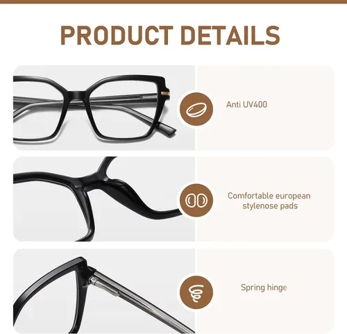 Miniatura 5 de LKEYE Gafas de lectura cuadradas para mujer, diseño de ojo de gato, bloqueo de luz azul, lk6095