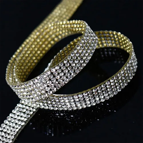 3 rollos de calcomanías autoadhesivas de diamantes de imitación de cristal, tiras de diamantes de imitación con cinta de diamante brillante con