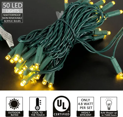 Miniatura 2 de Juego de 50 luces LED de Navidad de 0.197 in de gran angular, para exteriores, para jardín, patio, árboles, decoración de iluminación, cable verde