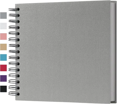 potricher Álbum de fotos para scrapbook DIY de 8 x 8 pulgadas, 80 páginas, papel kraft grueso en blanco gris, libro de recuerdos para bodas y
