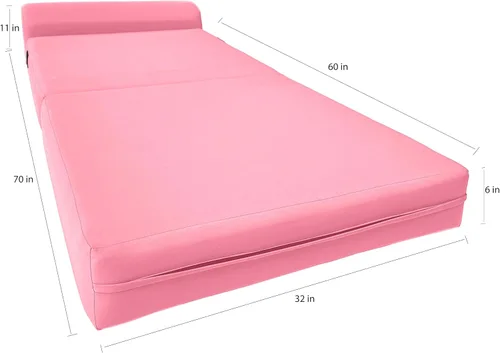 Miniatura 3 de D&D Futon Furniture Cama plegable de espuma para silla de dormir, sofá cama portátil para invitados, 6 x 32 x 70 pulgadas, color rosa
