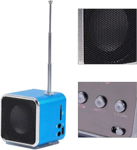 Miniatura 2 de Altavoz de radio FM portátil, MP3 MP4 estéreo digital, reproductor de música, soporte para tarjeta TF, disco USB, batería de 600 mAh, mini altavoz