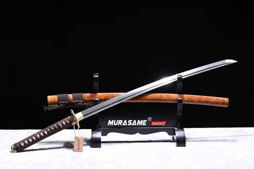 Miniatura 8 de MURASAME Katana Sword T10 - Maquinilla de afeitar de acero templado de 41 pulgadas, hoja afilada, espiga completa hecha a mano Dragón amarillo