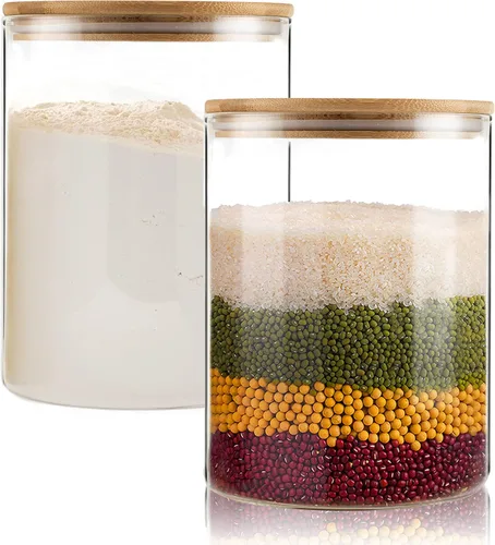 Miniatura 14 de Tarros de vidrio para almacenamiento de alimentos de 37 onzas, juego de 6, recipientes de almacenamiento de vidrio transparente para alimentos