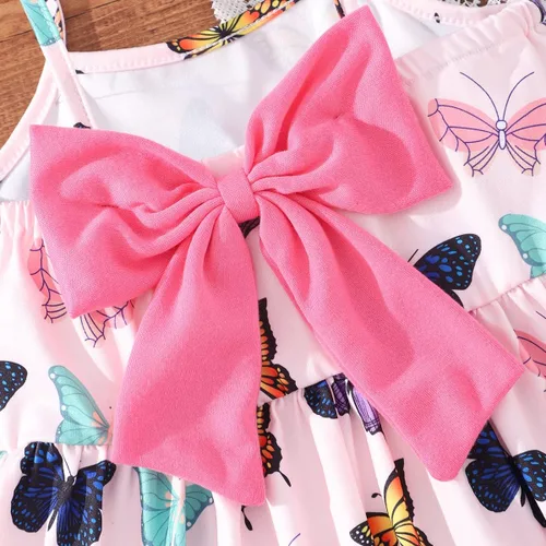 Miniatura 81 de Vestido de verano para niños pequeños, con diseño de dinosaurio, sin espalda, con lazo, vestido de playa de cumpleaños