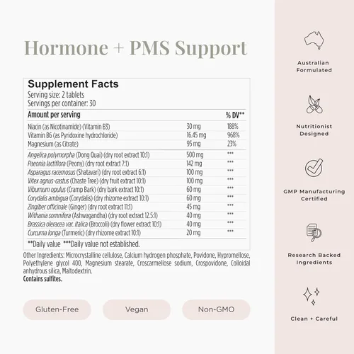 Miniatura 4 de JSHealth Equilibrio hormonal para mujeres. Apoyo del síndrome premenstrual con vitaminas B3, B6, magnesio. Alivio de la tensión premenstrual.