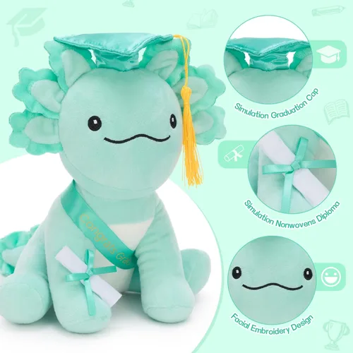 Miniatura 6 de Tezituor Juguete de peluche de ajolote de graduación 2026, bonito animal de peluche de graduación de 8 pulgadas, regalo para niños y niñas