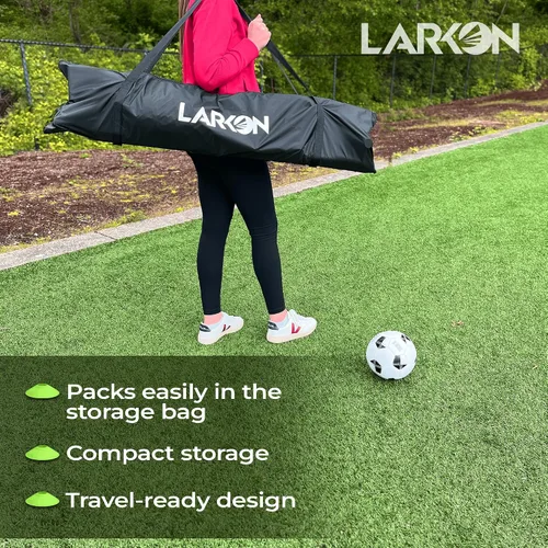 Miniatura 7 de Portería de fútbol Larkon - Patio trasero, entrenamiento y tamaño de torneo - Marco de acero duradero sin óxido para niños y adultos - con red