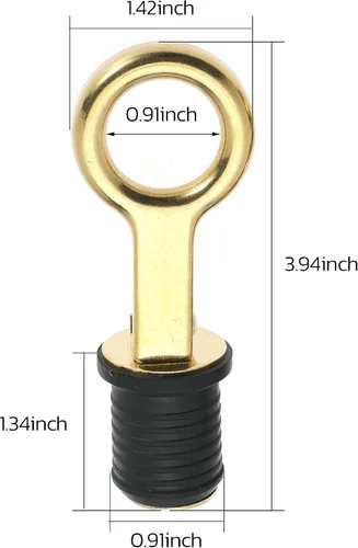 Miniatura 2 de Tapón de goma con mango a presión, tapón de drenaje de barco, con mango de latón/acero inoxidable, accesorios para barcos