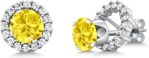 Miniatura 23 de Gem Stone King Aretes redondos de plata de ley 925 de 0.236 in con piedra natal extraíble para mujer