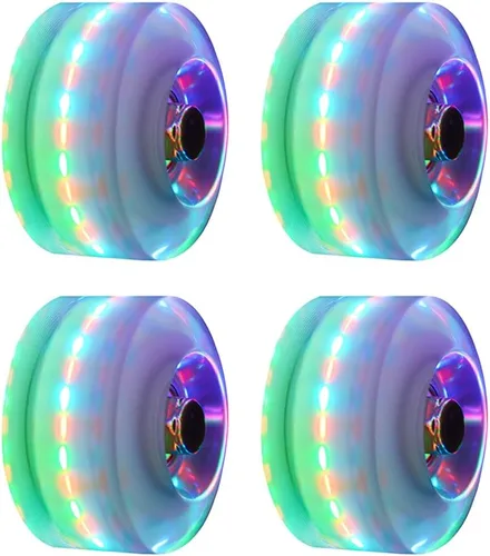 Paquete de 4 ruedas de patinaje luminosas con rodamientos instalados para patinaje de doble fila y monopatín 1.260 x 2.283 in (colorido)
