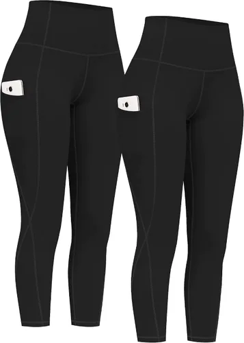 Miniatura 22 de PHISOCKAT Paquete de 2 pantalones de yoga de cintura alta con bolsillos, leggings de control de abdomen, leggings de yoga elásticos en 4 direcciones