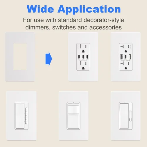 Miniatura 6 de Cubierta de tomacorriente, placa de pared decorativa sin tornillos, cubierta de enchufe de alimentación para interruptor de luz, tamaño estándar