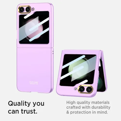 Miniatura 7 de Miimall Funda para Samsung Galaxy Z Flip 5 con protector de pantalla, textura ultra delgada al tacto, protector de pantalla de alta transparencia