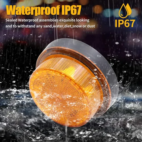 Miniatura 5 de Luz estroboscópica LED de advertencia, luz estroboscópica intermitente, 12 V 24 V, mini faro estroboscópico redondo en la azotea, amarillo claro