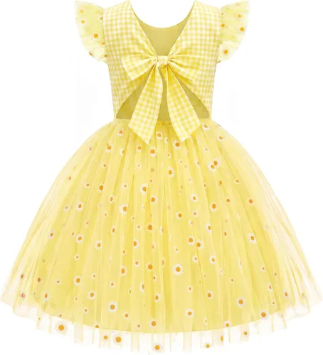 Miniatura 24 de Arshiner Vestido tutú de verano para niñas pequeñas, de tul sin espalda, para fiesta, cumpleaños, vestidos de algodón, 2-6 años