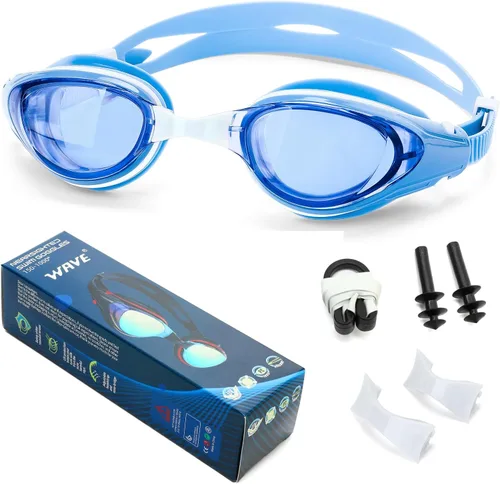 Miniatura 8 de WAVE Gafas de natación miope, gafas de natación miopes para adultos y jóvenes, marco de silicona cómodo con protección UV antivaho Azul Aqua