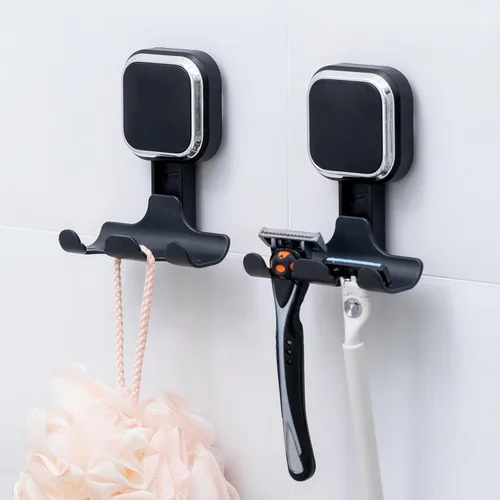 Miniatura 13 de LEVERLOC Soporte para maquinilla de afeitar para ducha, paquete de 2, potentes ganchos de ducha con ventosa para toalla, esponja vegetal, maquinilla