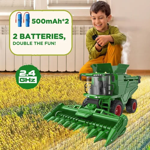 Miniatura 2 de Uarzt - Tractor cosechador con control remoto, juguete de tractor RC con cabezal de maíz, juguetes de tractor RC para niños de 3 años en adelante