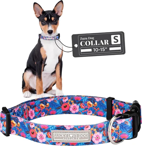 Miniatura 95 de Lucky Love Dog - Collar para perras pequeñas, diseño Blackbird de estampado alegre con flores de primavera y verano, talla XS