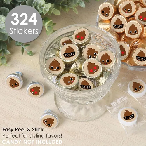 Miniatura 4 de Big Dot of Happiness Party 'Til You're Pooped - Poop Emoji Party - Calcomanías redondas pequeñas para caramelos, etiquetas para recuerdos de fiesta