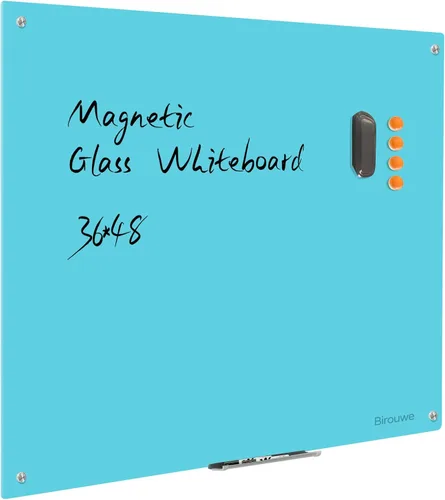 Miniatura 7 de Pizarra de Vidrio Negro Magnética de Borrado en Seco - Pizarra Negra de 48 x 36 Pulgadas Montada en Pared de Vidrio, Pizarra de Vidrio Negro Grande