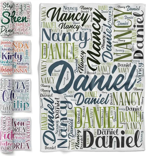 Manta personalizada, mantas personalizadas, 30 x 40 pulgadas, regalo para mejor amigo con nombres artísticos de palabras, 8 colores y fuentes, manta