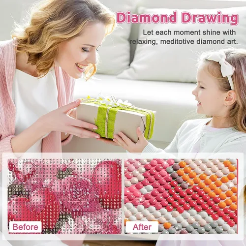 Miniatura 5 de EOBROMD Kit de pintura artística de diamantes de flores, pinturas de diamantes de perforación completa para adultos principiantes, pintura
