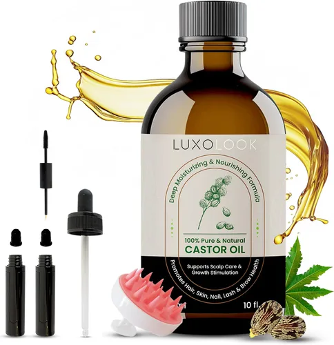 Miniatura 2 de Aceite de ricino puro (10 onzas), aceite de ricino 100% prensado en frío para el crecimiento del cabello, piel, cejas, pestañas de ojos, uñas