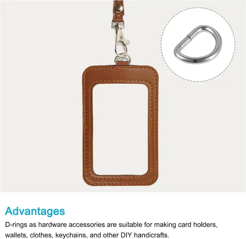 Miniatura 3 de METALLIXITY Metal Rings Non-welded D-shaped Ring Buckles for Hardware DIY Keychains Card Holders Purse