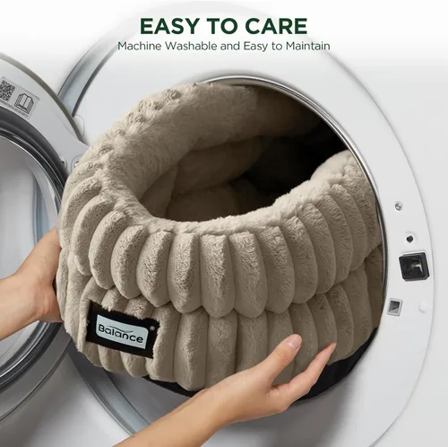Miniatura 7 de BALANCE Cama para Gatos Cama para Gatitos, Camas Redondas Lavables para Gatos de Interior, Cama para Mascotas de Felpa Súper Suave de Piel Sintética