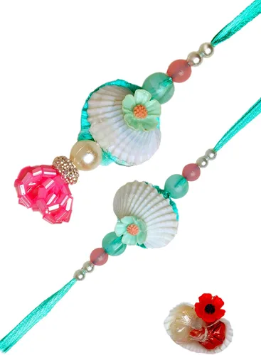 Bhaiya Bhabhi Rakhi - Juego de 2 Rakhi para hermano y Bhabhi Rakhi Lumba set pareja pareja diseñador hilo Rakhi para Raksha Bandhan regalo pulsera