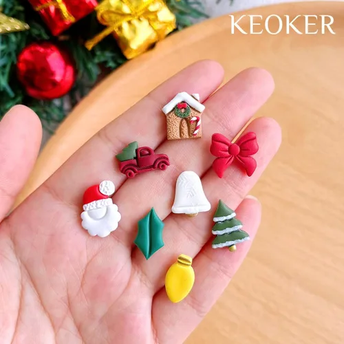 Miniatura 5 de Keoker Cortadores de arcilla polimérica de Navidad, 10 formas de arcilla, cortadores de arcilla de Papá Noel (tachuelas)