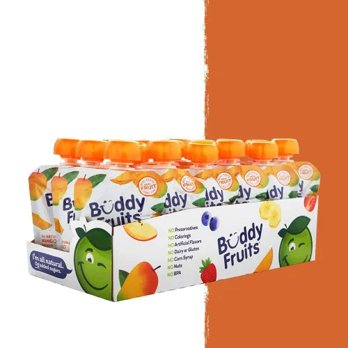 Miniatura 5 de Buddy Fruits Snacks To Go Puré de manzana sin azúcar de mango sin azúcar, bolsa de 3.2 onzas (18 unidades) sin gluten, frutos secos, conservantes