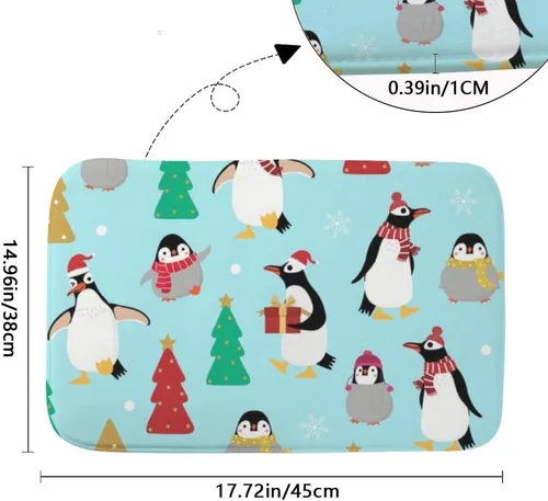 Miniatura 3 de Cute Penguin in Christmas Costume Washable Rug 18X30in Bathroom Toilet Rugs Bath Matts Outside Door Mats Instant Dry Water Proof Anti Slip Patterned
