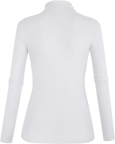 Miniatura 2 de POPZONE - Camisa de manga larga con cuello alto falso, ajustada, de punto acanalado