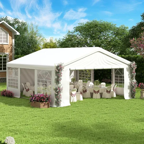Carpa para fiestas de 20 x 20 pies, resistente, para exteriores, carpa para bodas con paredes laterales extraíbles, refugio para eventos, carpa para