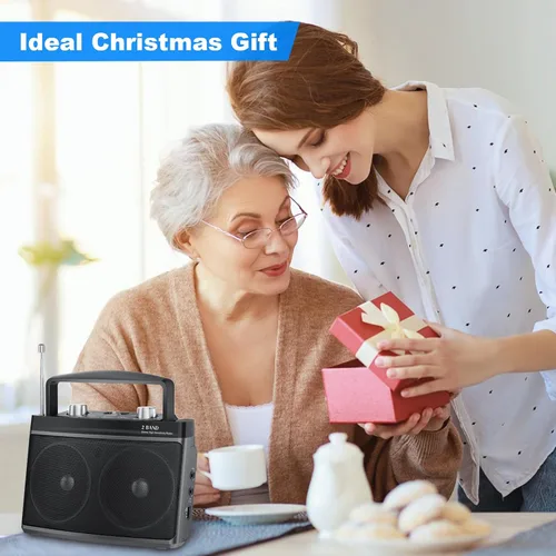Miniatura 7 de AM FM Radio portátil enchufable de pared o batería para el hogar y al aire libre, fuerte recepción y sonido estéreo, fácil de usar, conector de Negro