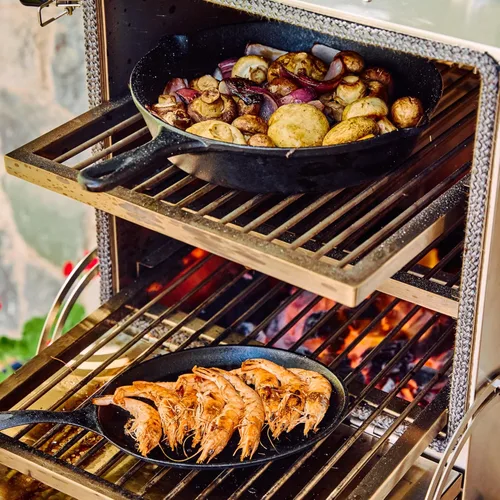 Miniatura 4 de Keveri H1 Inox Horno de Carbón de Acero Inoxidable Multiusos Parrilla, Ahumador, Asador, Horno, Horno de Pizza