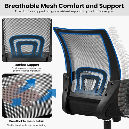 Miniatura 8 de Yaheetech Juego de escritorio y silla moderno para oficina en casa, escritorio para computadora con cajón y estantes con silla de oficina ergonómica