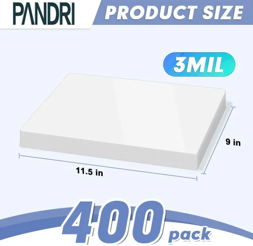 Miniatura 2 de PANDRI - Paquete de 400 hojas laminadoras térmicas con capacidad para 8.5 x 11 pulgadas, papel laminador transparente de 3 mil de 9 x 11.5 pulgadas