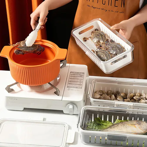 Miniatura 7 de Contenedores organizadores para refrigerador, contenedores de almacenamiento de alimentos con tapas, contenedores de almacenamiento de frutas