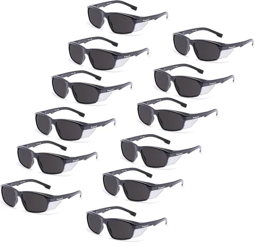 Miniatura 30 de ProtectX Anteojos de seguridad clásicos, lentes antivaho resistentes a los arañazos, gafas protectoras para el trabajo, interior/exterior, ANSI Z87.1