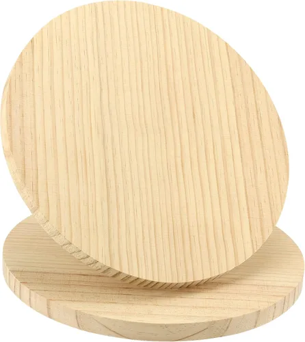 SINJEUN Paquete de 2 placas redondas de madera de 12 pulgadas, letrero colgante de madera en blanco de 3/4 pulgadas de grosor, tableros de madera