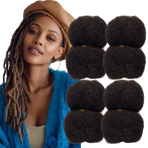 Miniatura 16 de Cabello humano afro ajustado para rastas, ideal para hacer mechas, reparar extensiones, torcer o trenzas, 4 manojos por paquete, rubio claro #613