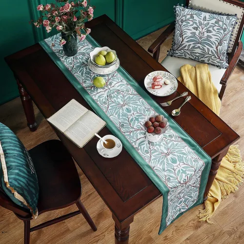Miniatura 25 de patdrea Camino de mesa de terciopelo francés estilo granja para decoración del hogar, cocina, comedor, fiestas, cenas familiares, boda 12"*63