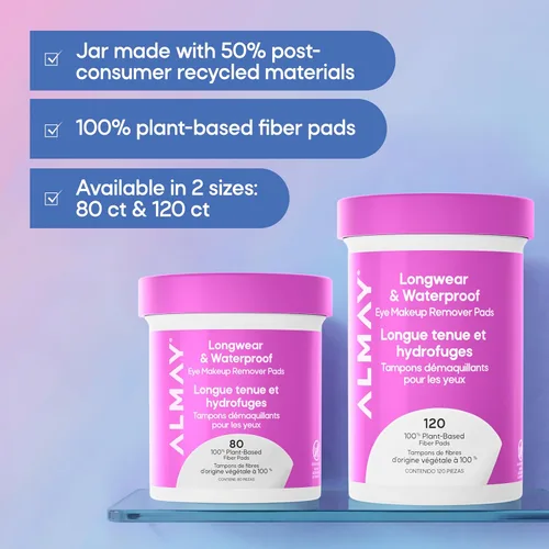 Miniatura 6 de Almay Almohadillas removedoras de maquillaje, de larga duración e impermeables, hipoalergénicas, sin fragancia, dermatólogos y oftalmólogos, paquete