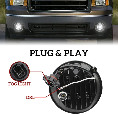 Miniatura 6 de Luces antiniebla LED con luces de circulación diurna para GMC Sierra 2007-2014, luces antiniebla de conducción con DRL para 2007 2008 2009 2010 2011